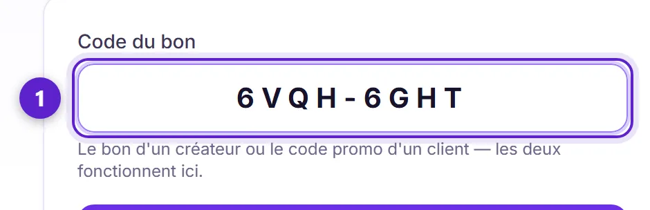 L'écran d'échange de l'entreprise avec le champ de saisie du code entouré.